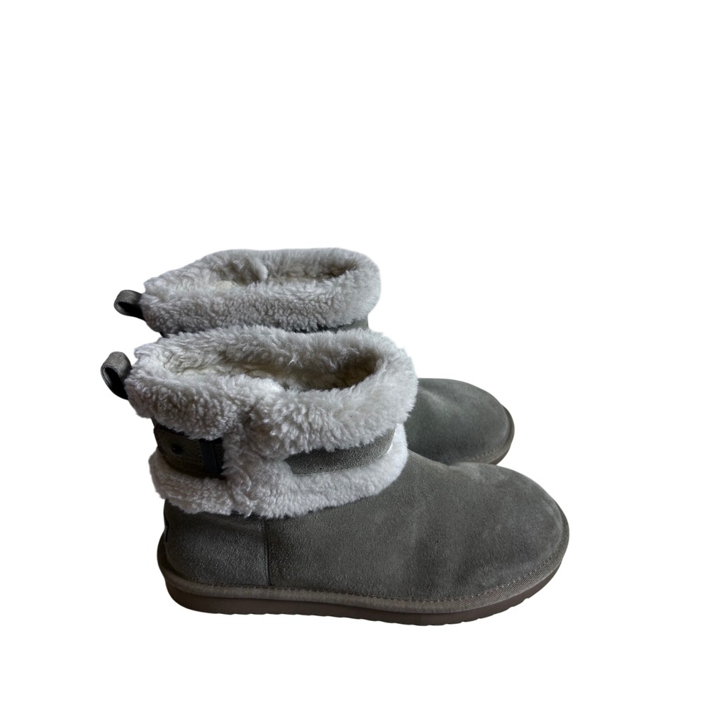 Koolaburra by UGG Victoria Short Boot 7 Grey Suede Faux Fur Women